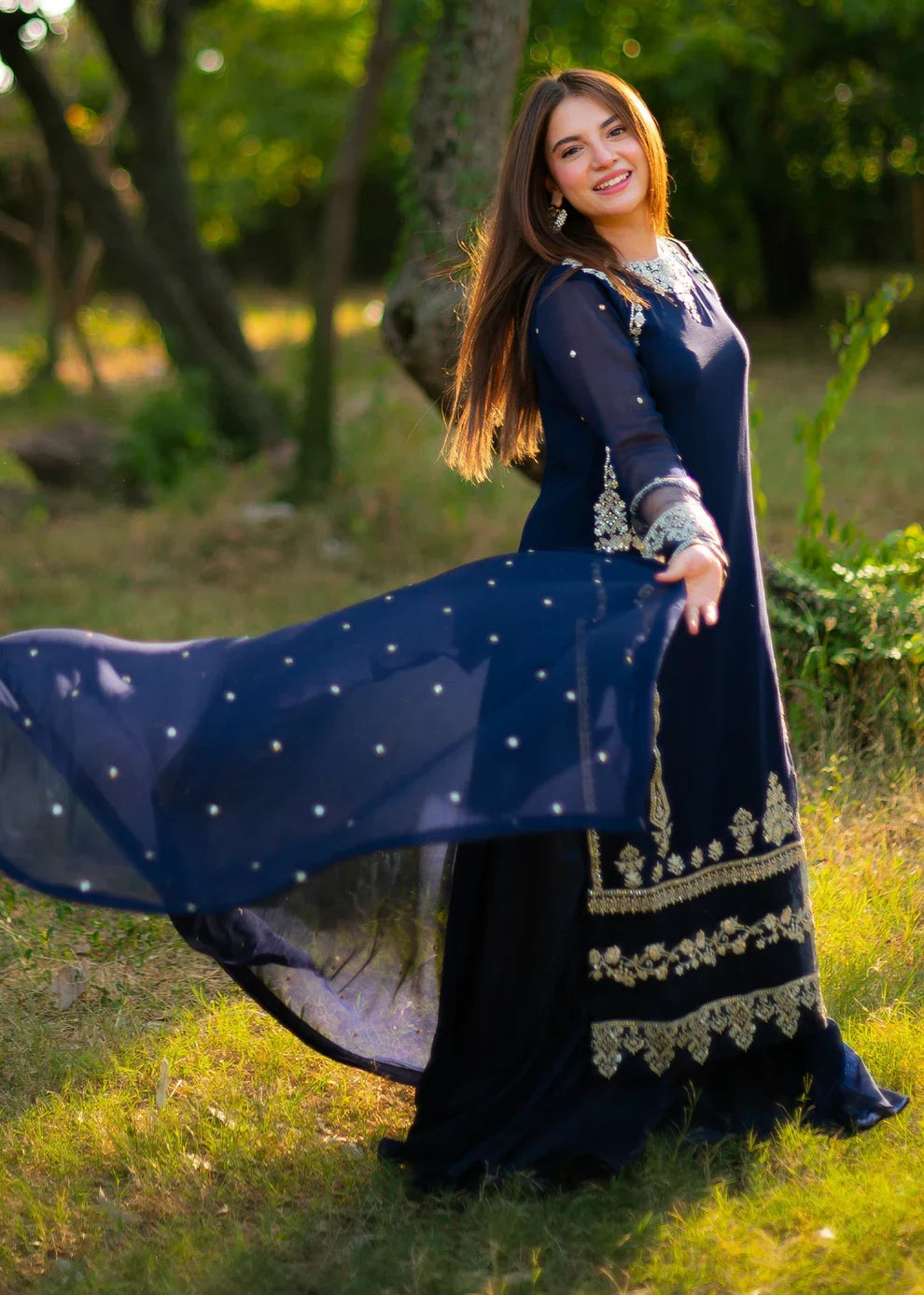 03-Piece Chiffon Suit With Thread Embroidery | Ready To Wear