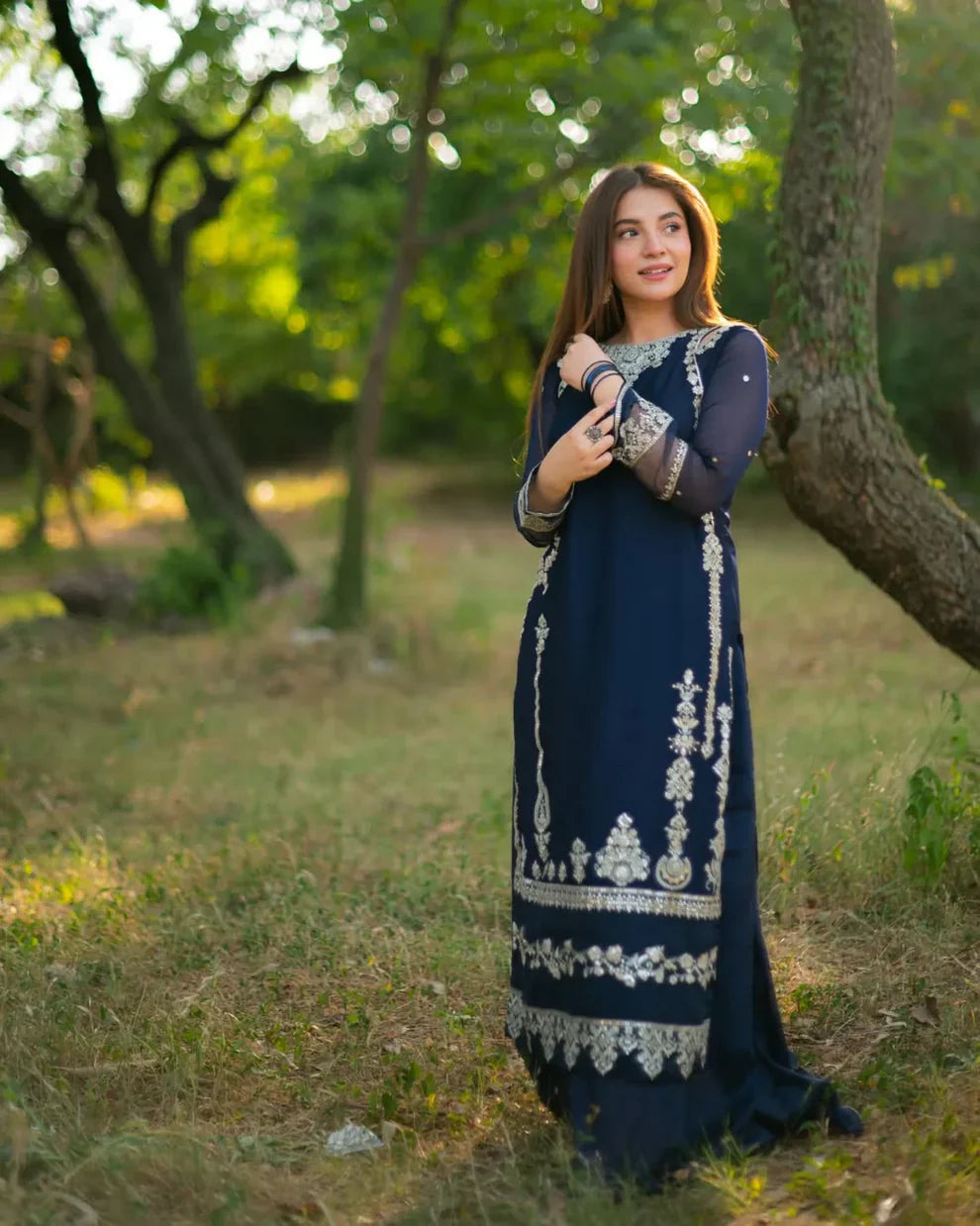 03-Piece Chiffon Suit With Thread Embroidery | Ready To Wear
