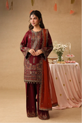 Rich Maroon - Short Kurta Set with Palazzo and Rust Dupatta | Ready To Wear
