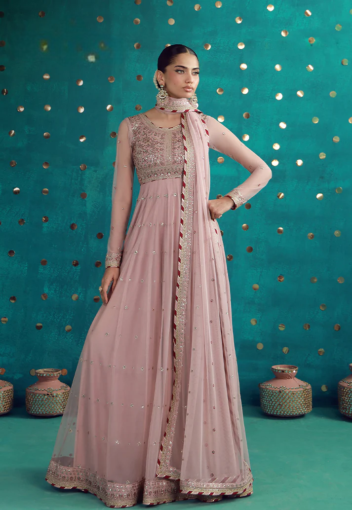 3 Piece Chiffon Suit With Malai Trouser  | Ready To Wear