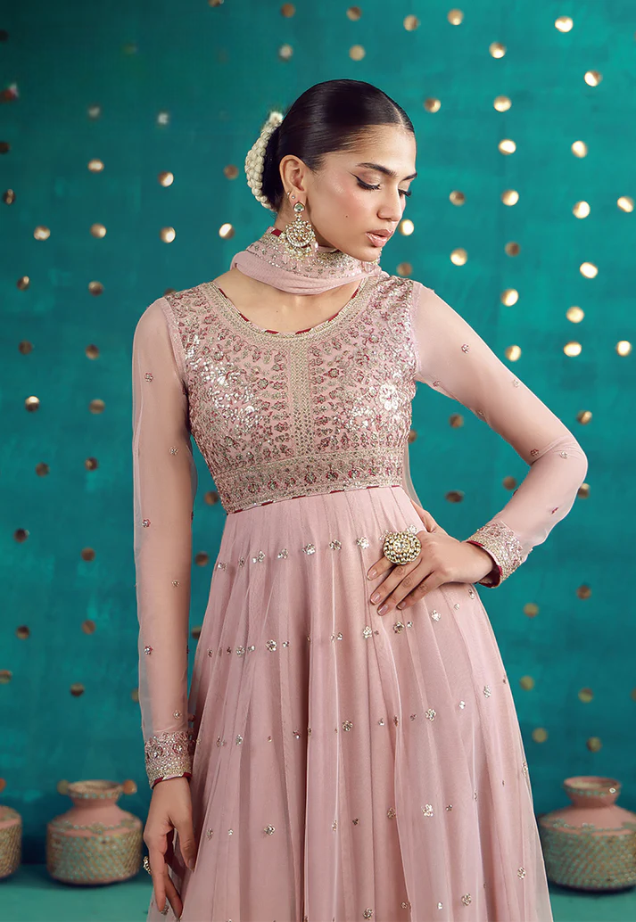 3 Piece Chiffon Suit With Malai Trouser  | Ready To Wear