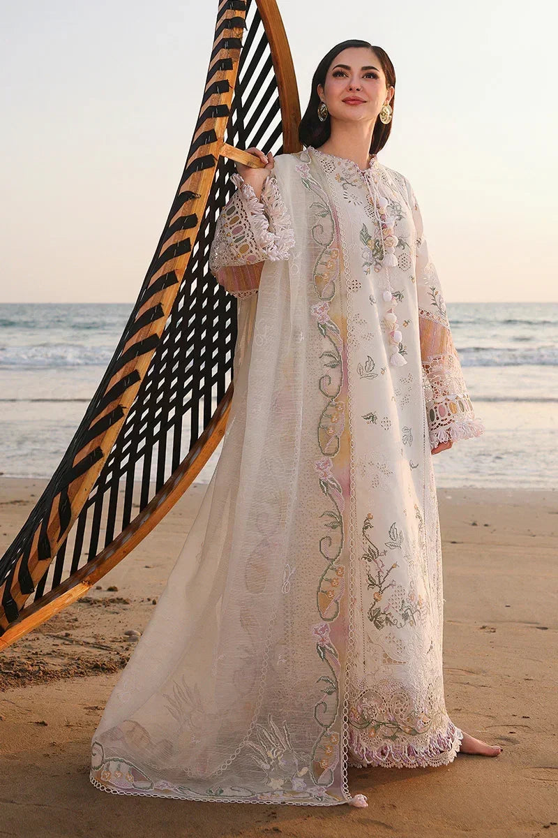 03-Piece Embroidered Cotton Suit With Net Dupatta | Ready To Wear