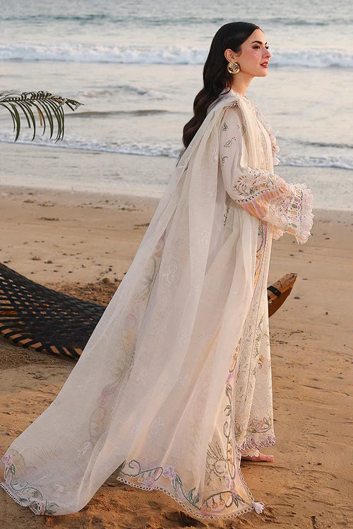 03-Piece Embroidered Cotton Suit With Net Dupatta | Ready To Wear