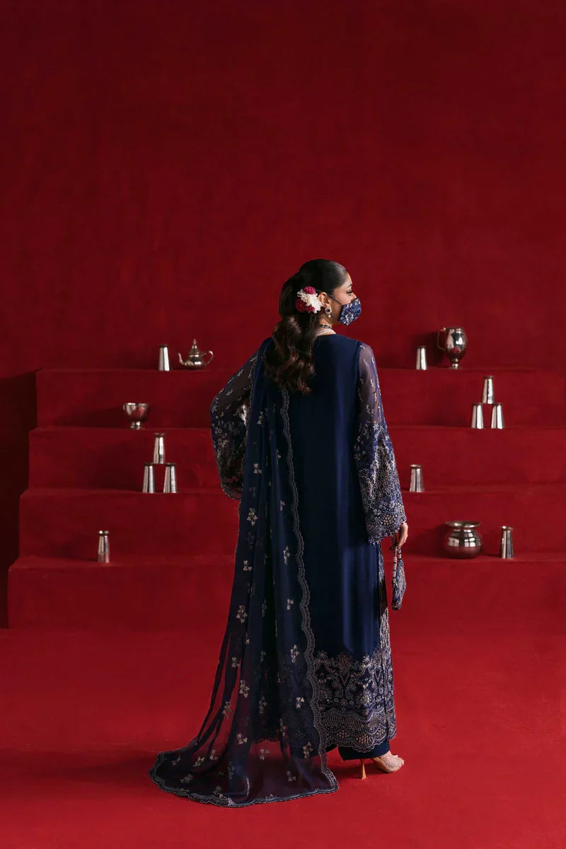 The Royal Navy: Intricate Silver Embroidered Chiffon Suit | Ready To Wear
