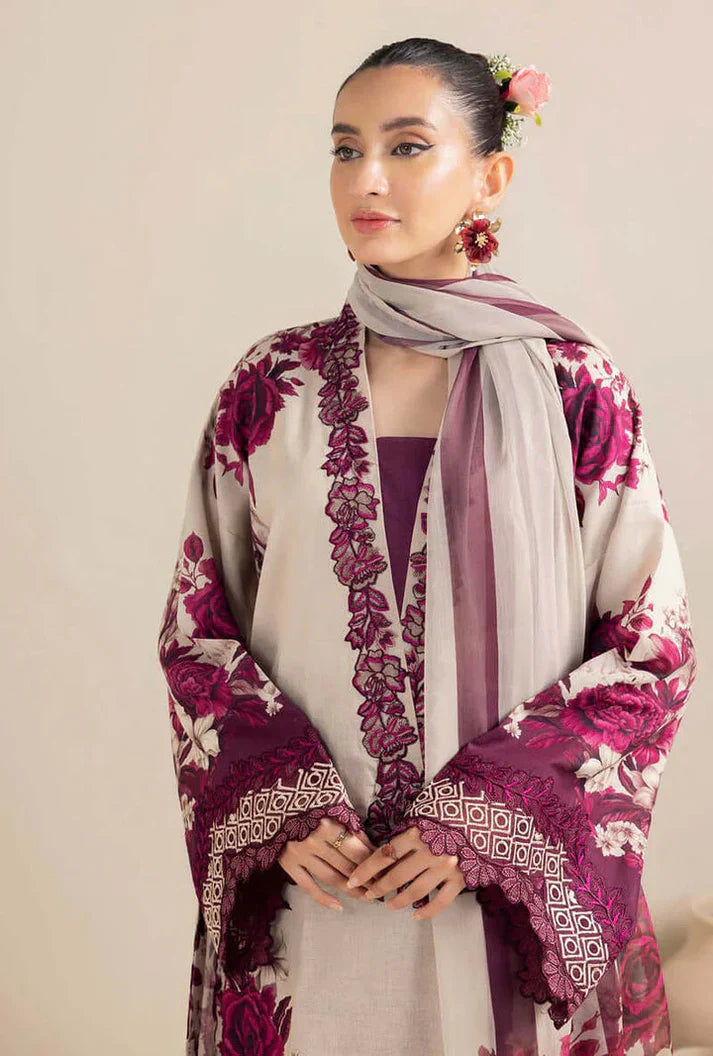 Magenta Bloom: Digital Printed Lawn Ensemble - Ready To Wear